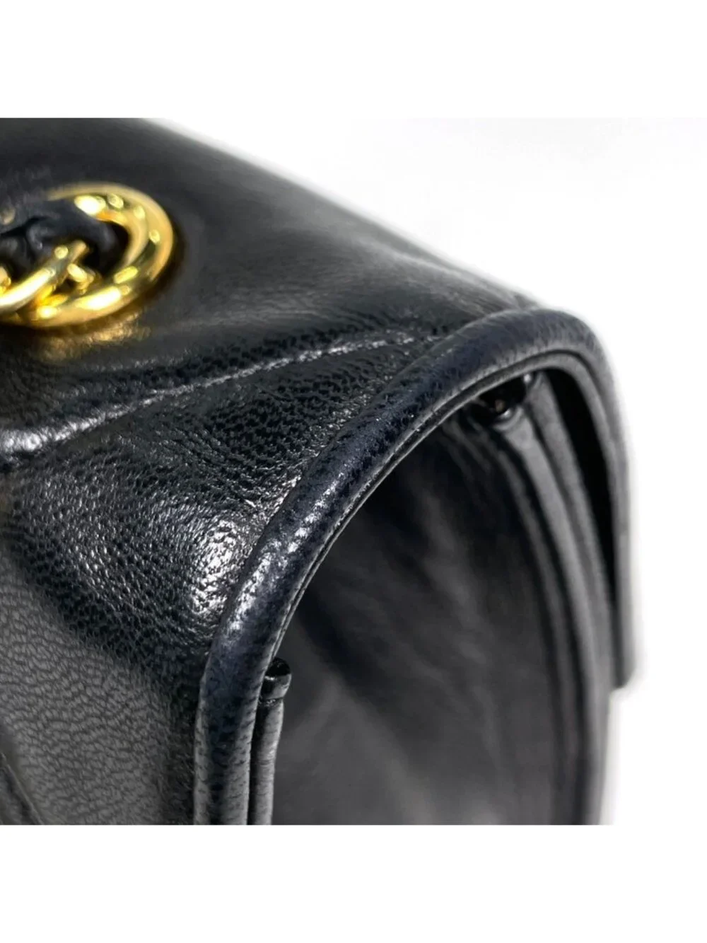 Chanel CC Logo Chain Shoulder Bag Quilted Leather Black